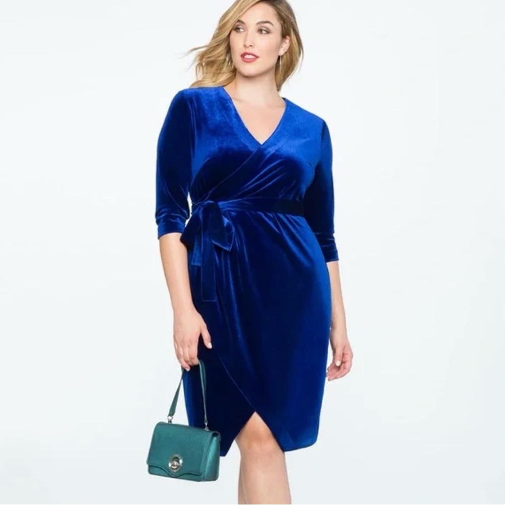 Eloquii Blue velvet wrap dress. NWT. Size 14